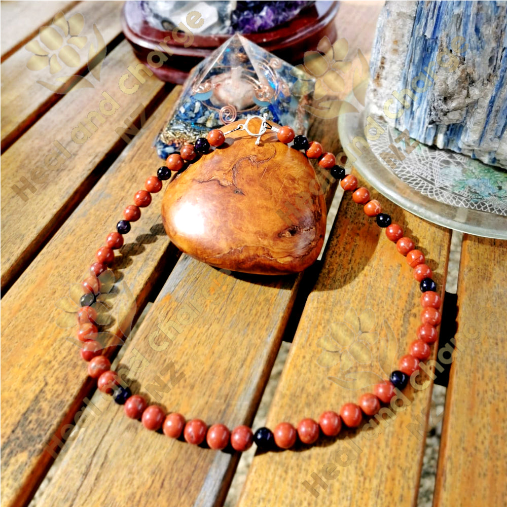 Red Jasper and Amethyst Necklace